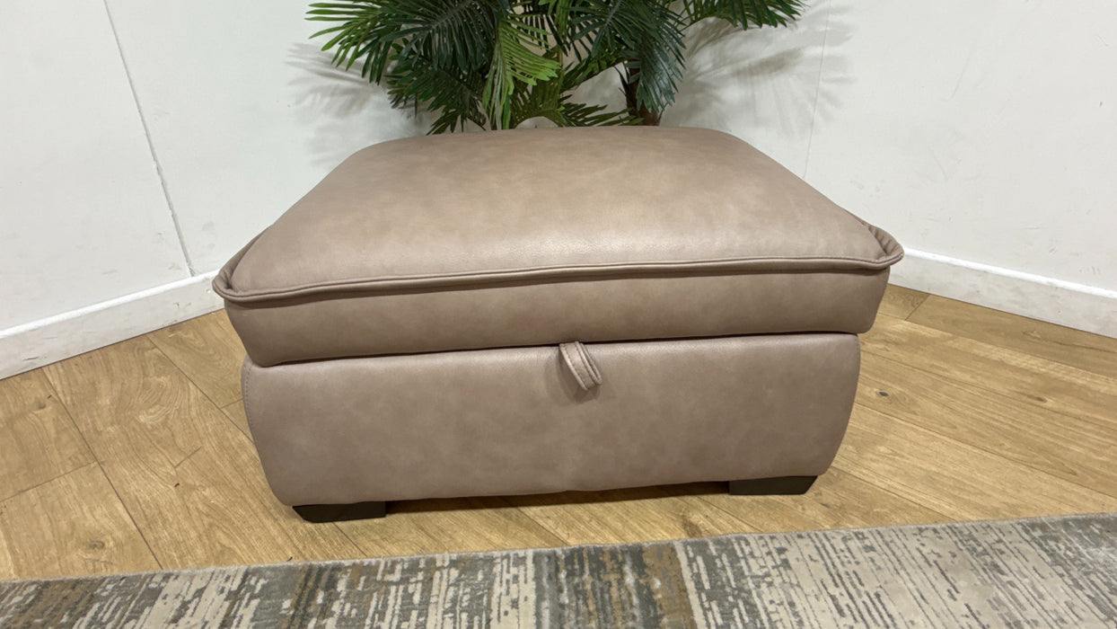 Sofology Embrace Large Storage Footstool in	Relaxed Soft Leather Stone