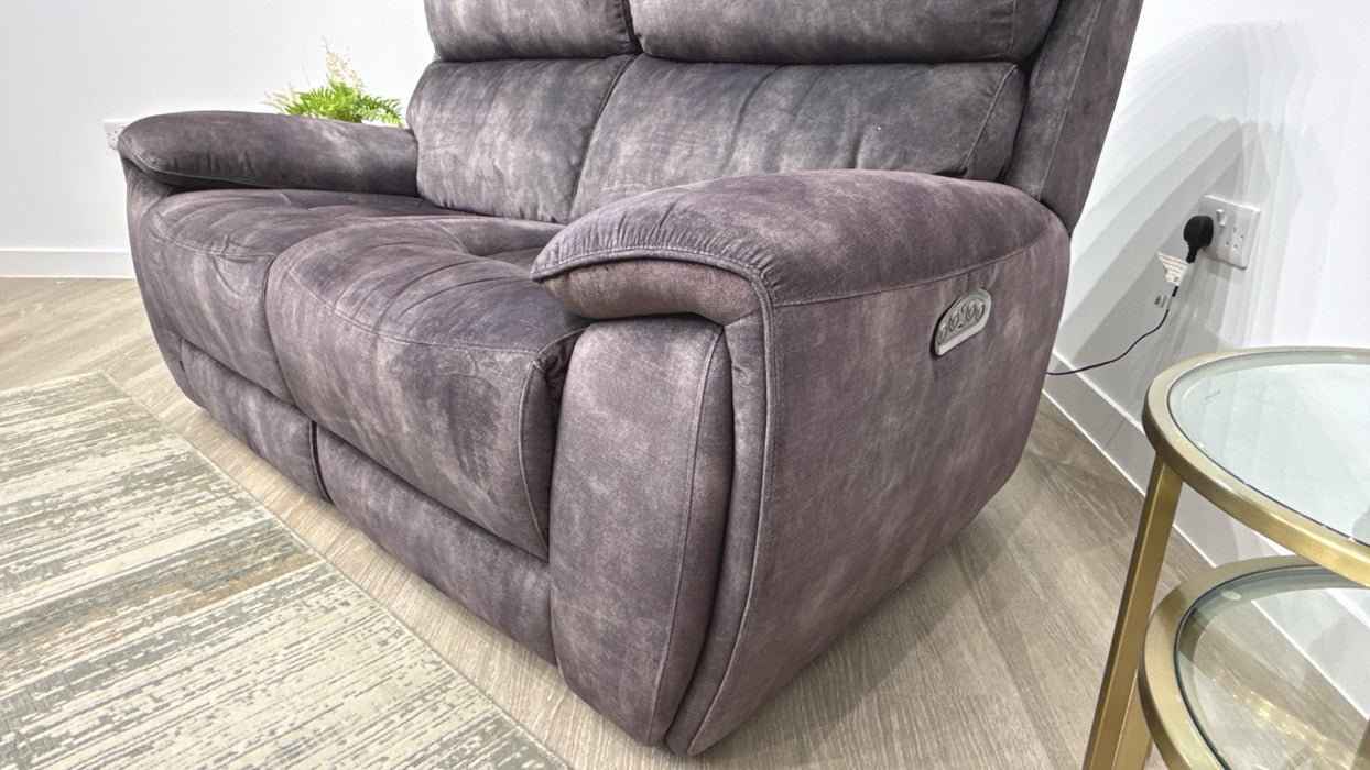 Sofology Radley Fabric 3 Seater Power Recliner + Power Hdrst in Decent Charcoal