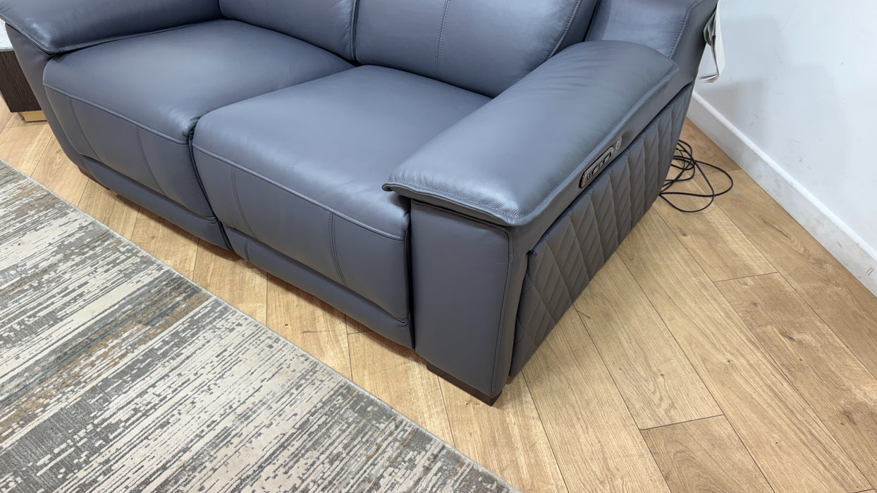 Sofology Benz Leather 2 Seater Power Recliner/Headrest Heated Seats in Trusty Sheen Lavender Grey