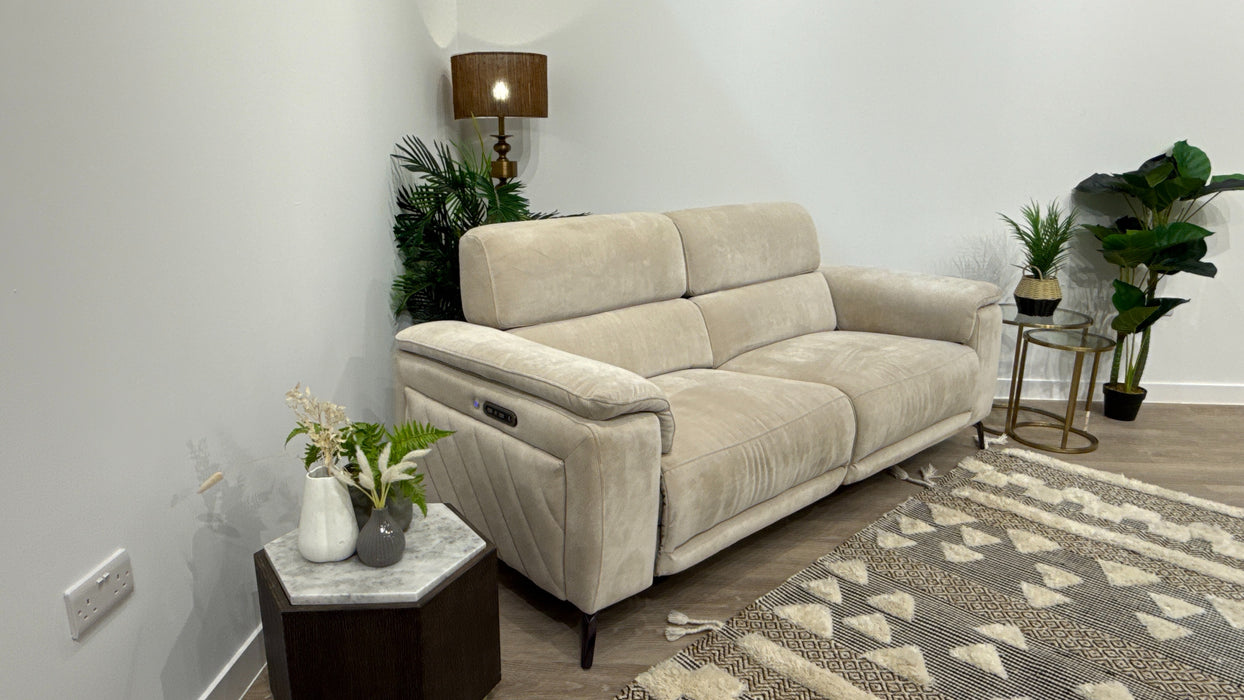 Sofology Fratelli Fabric 2.5 Seater Power Recliner/Headrest in Relaxed Chenille Cotton