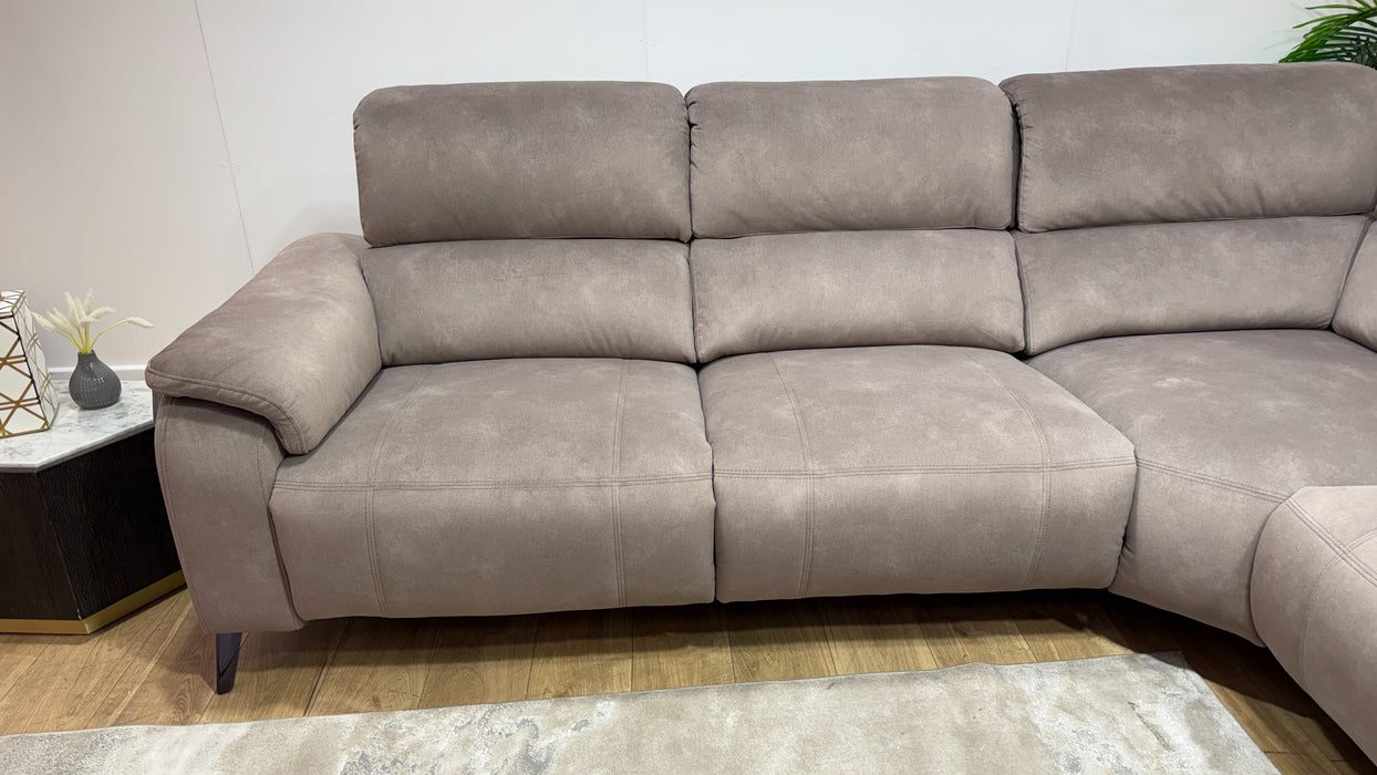 Sofology Bailey 3 Chaise Corner 3 Power Recliner In Lifestyle Flecked Fabric Nutmeg