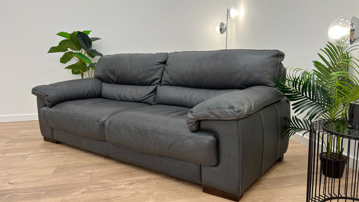 Santino 3 Seater- Leather Sofa - Apollo Grey