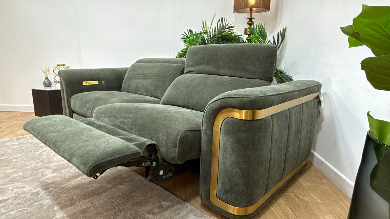 Sofology Plaza Fabric 2.5 Seater Power Recliner/Headrest Heated Seats in Relaxed Chenille Pine