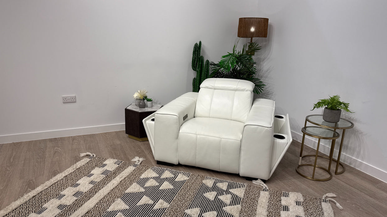 DFS Soundwave Power Recliner Chair In White