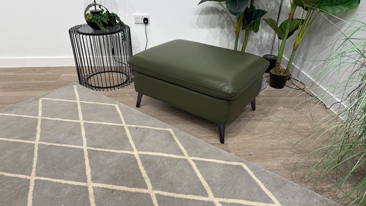 Sofology The Arlo Leather Designer Footstool in Dark Olive