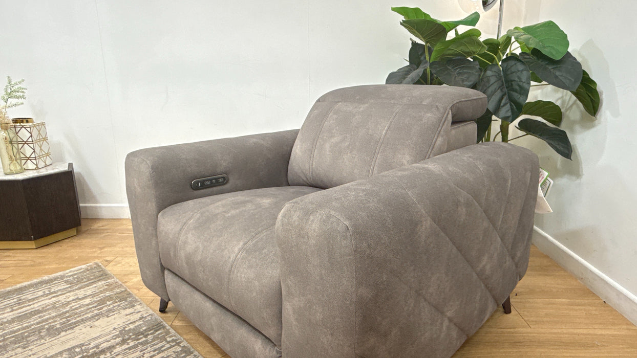 Sofology Allure Fabric Chair Power Recliner/Headrest Speakers in Lifestyle Flecked Mocha