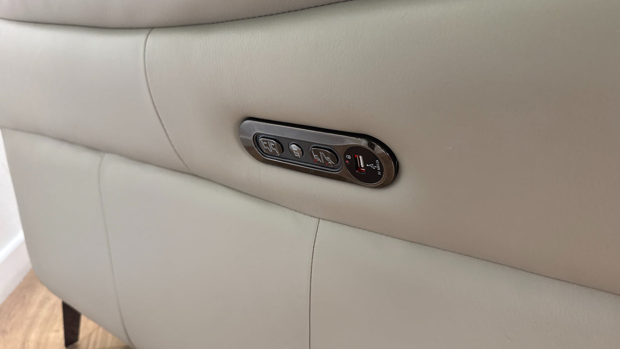 Sofology Missouri Leather 2.5 Power Recliner/Headrest in Trusty Sheen Lead Grey