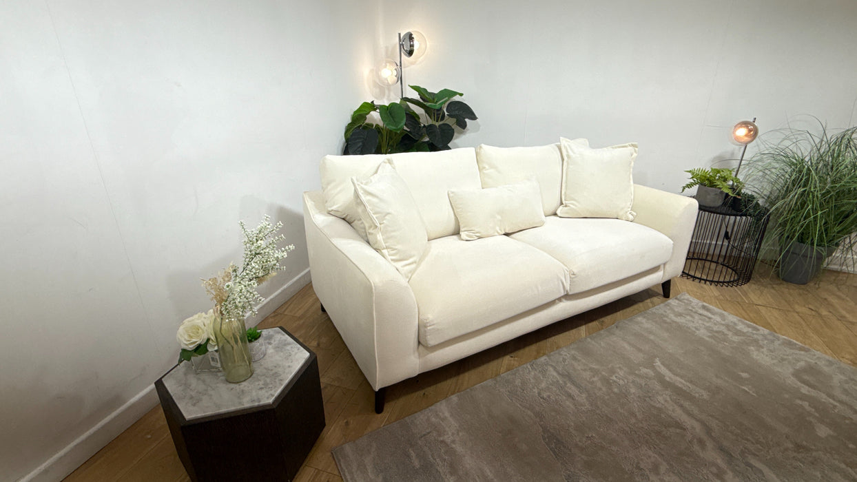 Sofology Mayfair Fabric 3 Seater Foam Seats in Soft Chenille Ivory