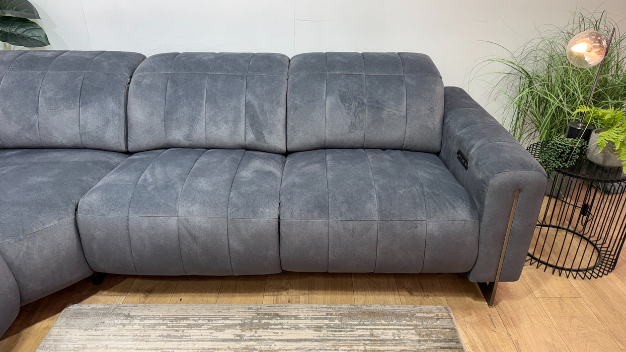 Sofology Paramount Fabric 3 Corner 3 Power Recliner/Headrest in Lifestyle Flecked Charcoal