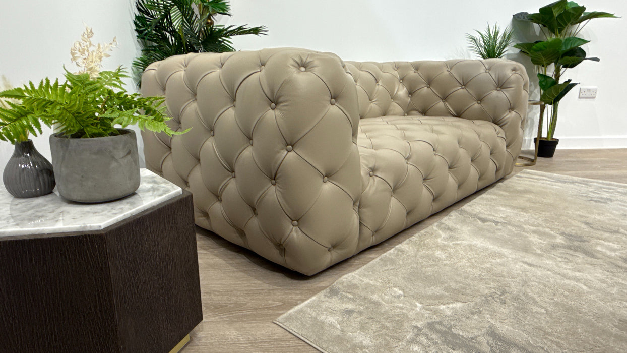 Sofology Venezia Leather 2 Seater in Trusty Embossed Stone
