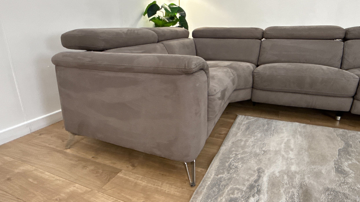 DFS Fabric Left Hand Facing Single Recliner Corner in Pewter