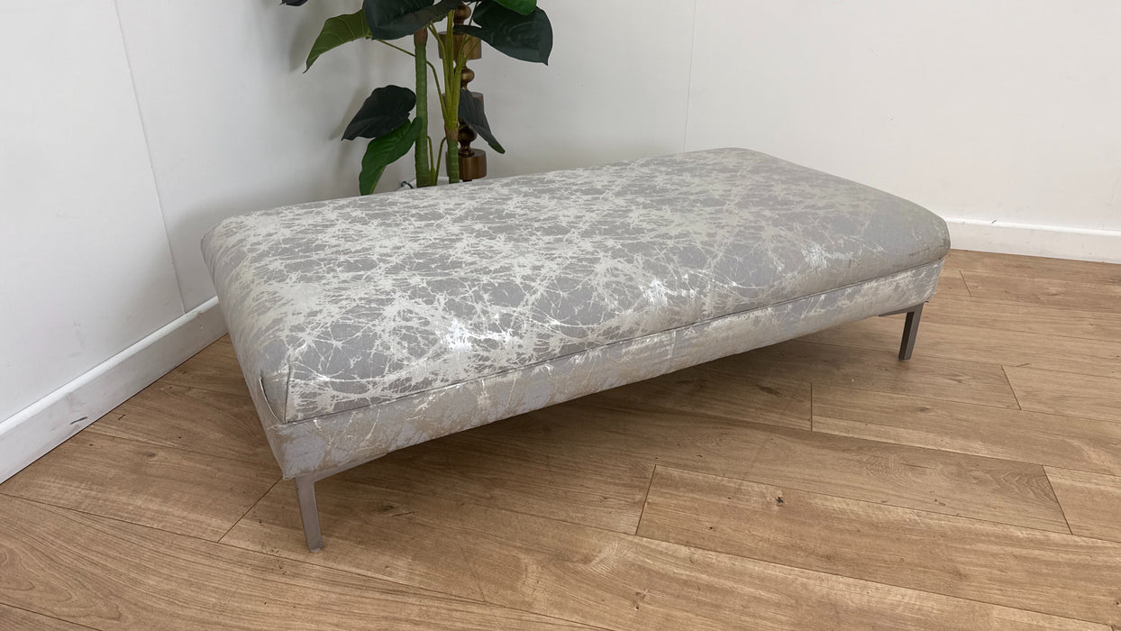 Sofology Rococo Fabric Designer Footstool Foam in Quartz Stone
