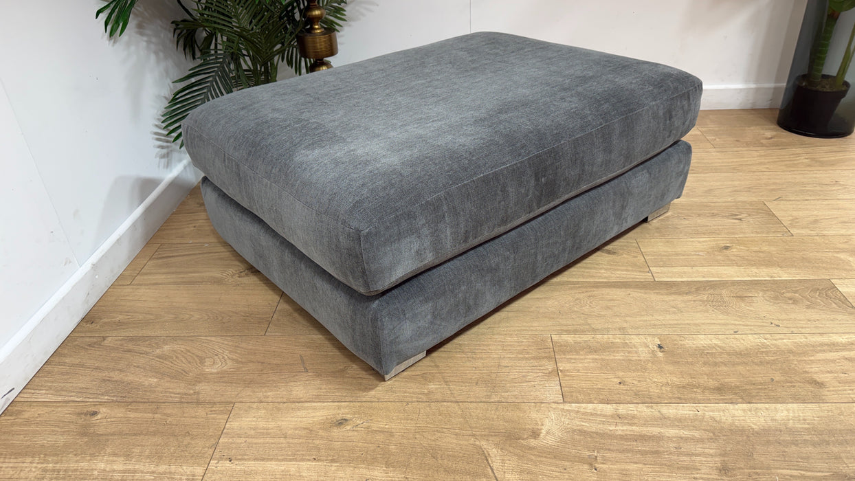 Sofology Majestica Fabric Combi Footstool in Luxe Chenille Pewter