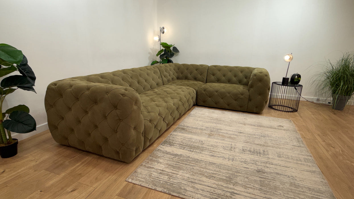 Sofology Venezia Fabric 3 Corner 1.5 in Lifestyle Nubuck Feel Moss