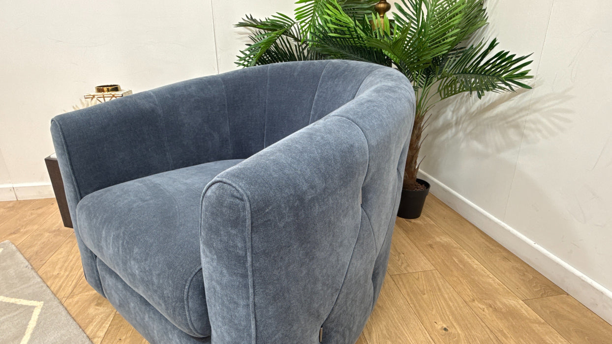 Sofology Kingsbridge Fabric Swivel Chair in Relaxed Chenille Denim