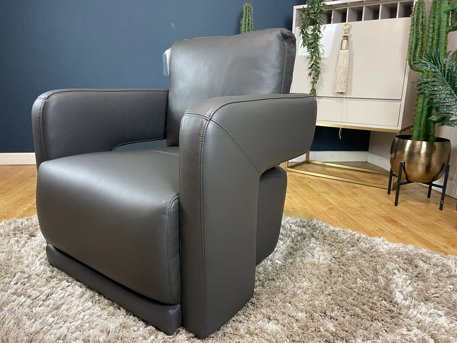 Flex Swivel Accent Chair - Trusty Matt Charcoal Leather (WA2)