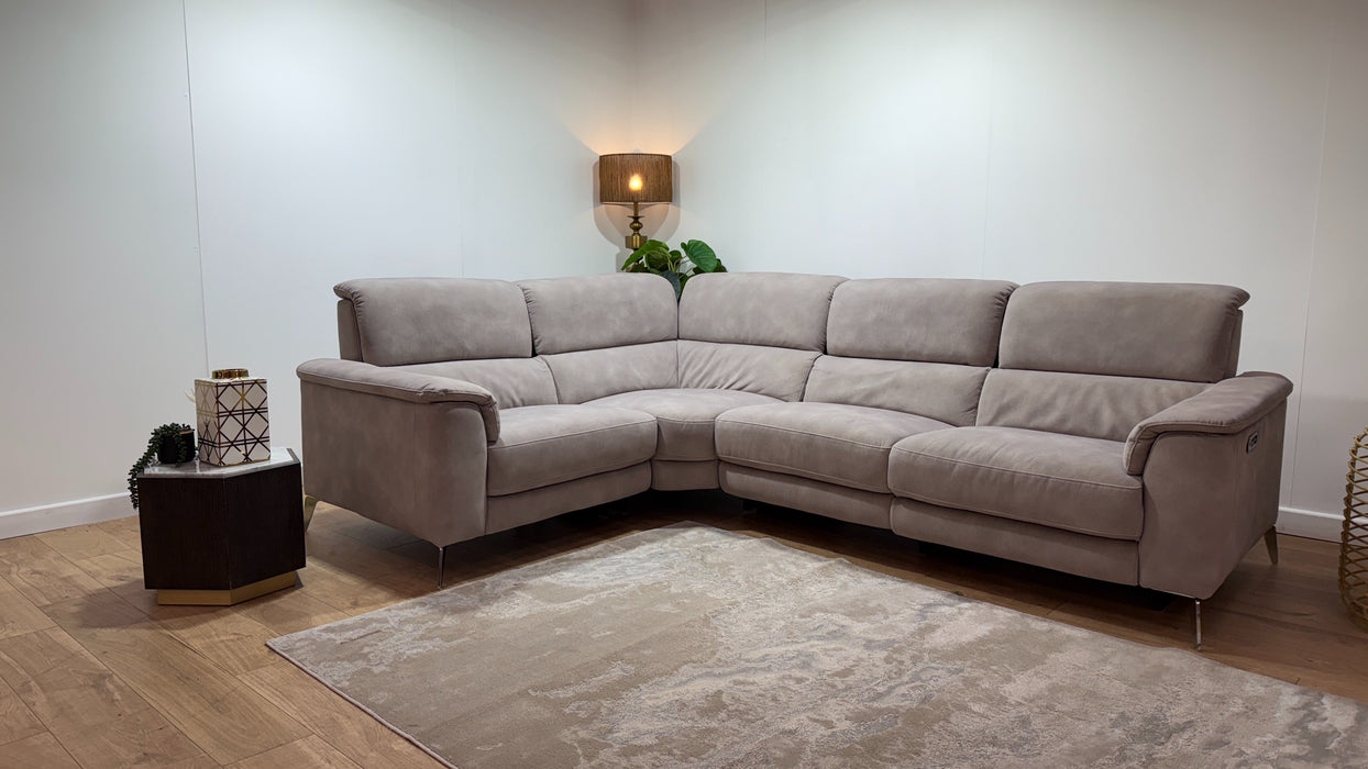 Sofology Illinois Fabric 1 Corner 2 Power Recliner/Headrest in Lifestyle Mottled Marble