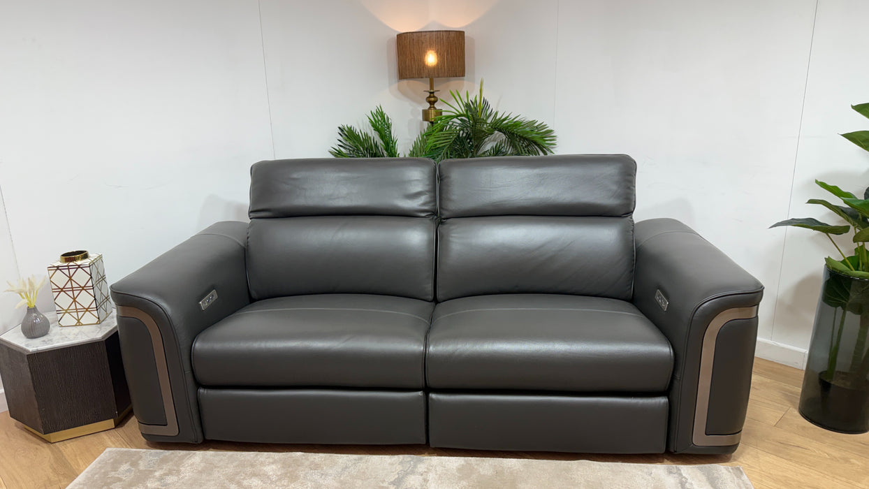 Sofology Plaza Leather 2.5 Seater Power Recliner in Trusty Embossed Charcoal