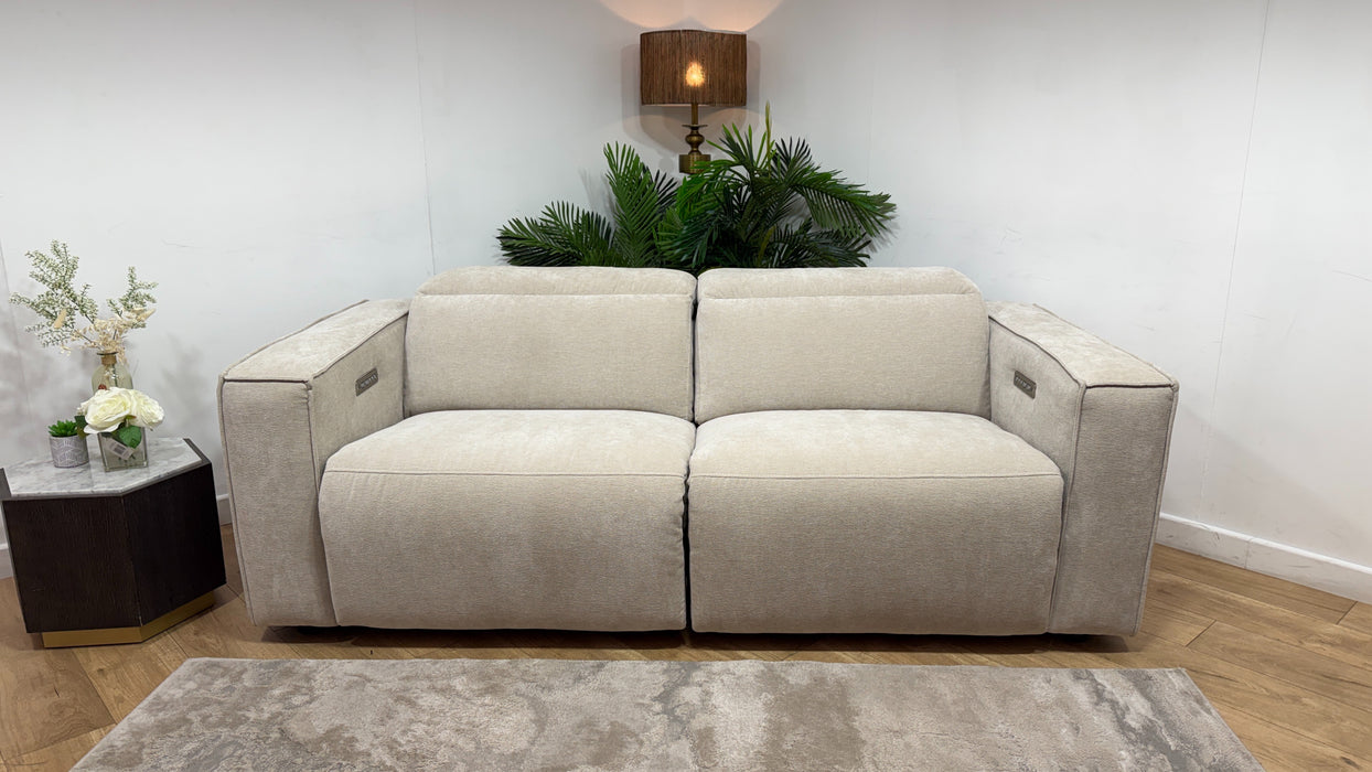 Sofology Horizon Fabric 2.5 Seater Power Recliner/Headrest in Textured Chenille Stone