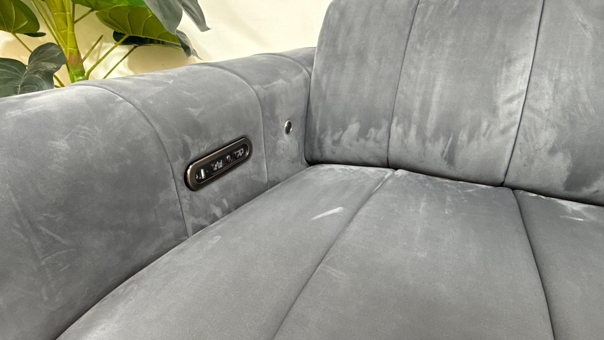 Sofology Paramount Fabric 2.5 Seater Console Power Recliner/Headrest Heated Seats Speakers in Nubuck Feel Charcoal
