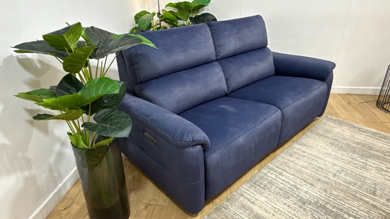 Sofology Ripley Fabric 2.5 Seater Power Recliner/Headrest Lumbar Support in Lifestyle Flecked Navy