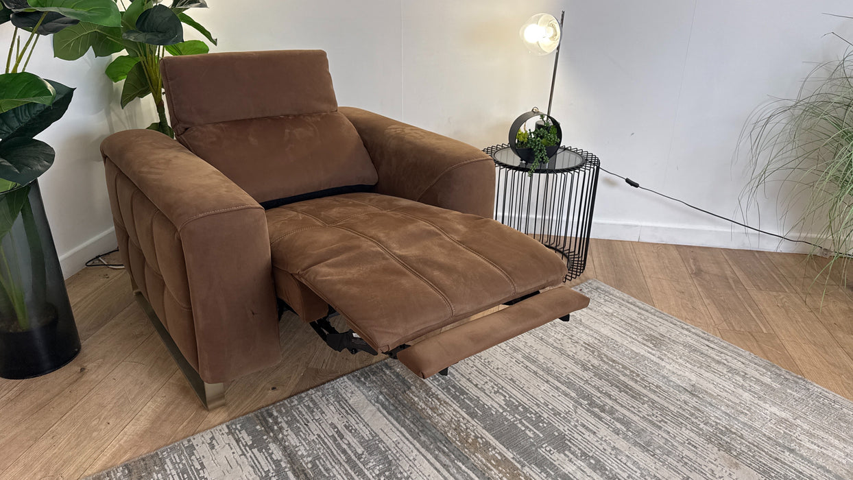 Sofology Marvella Fabric Chair Power Recliner/Headrest in Lifestyle Nubuck Feel Pecan