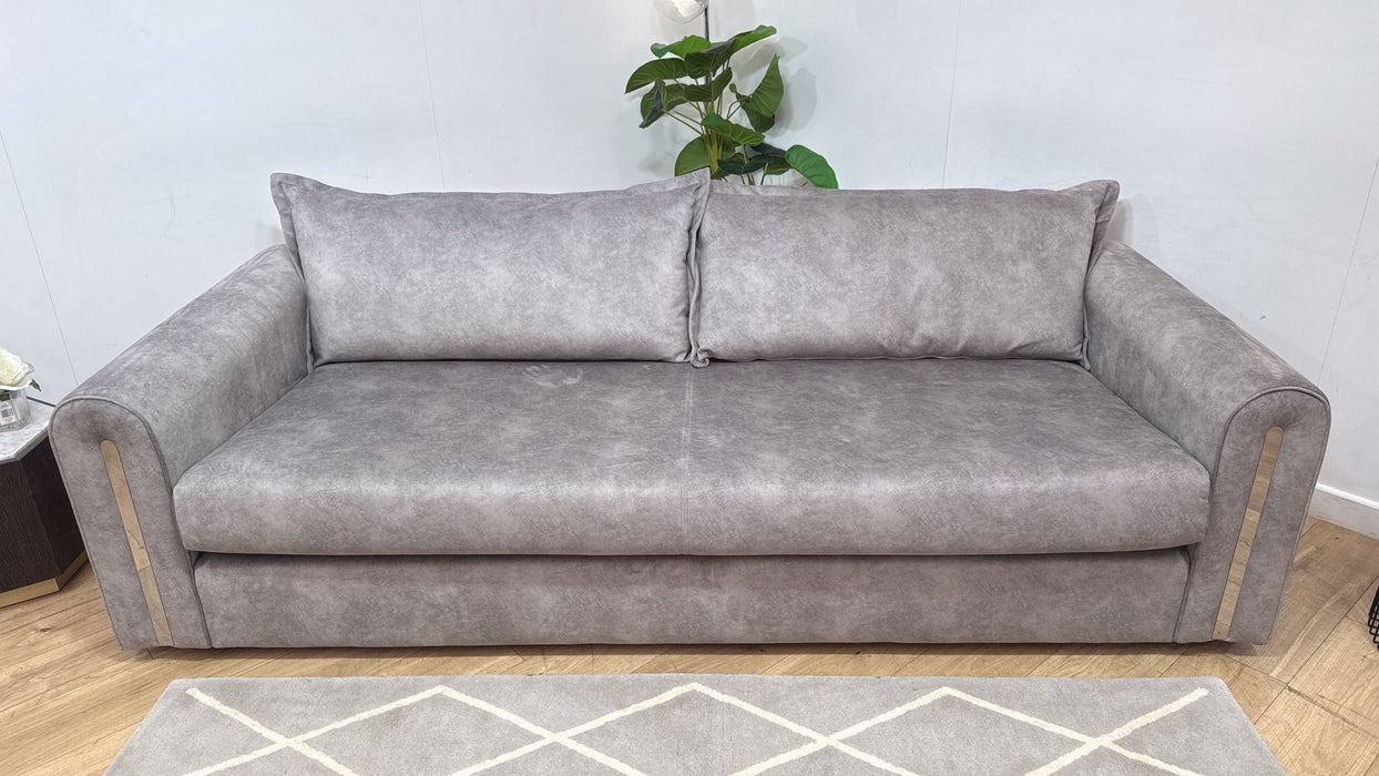 Sofology Savoy Fabric 4 Seater Silver Trim in Lifestyle Dapple Fabric Silver Mix
