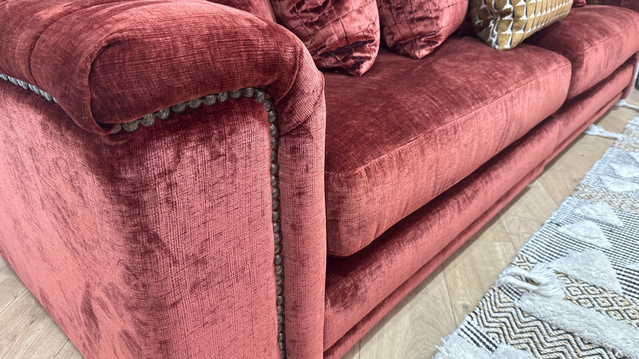 Sofology Regency Fabric 4 Seater Split Foam Seats in Luxe Chenille Burgundy Mix