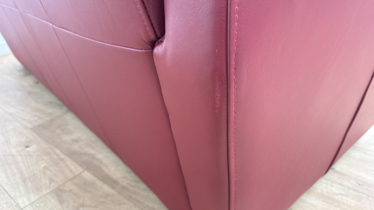 Sofology Parker Leather 3 Seater in Trusty Sheen Cranberry