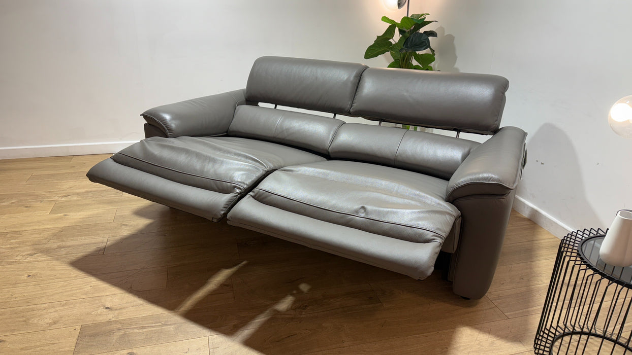 Sofology Hugo Leather 2.5 Seater Power Recliner/Headrest in Trusty Embossed Elephant