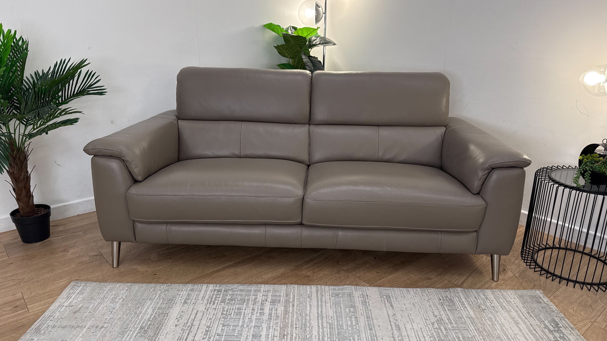 Sofology Illinois Leather 3 Seater in Trusty Soft Sheen Taupe