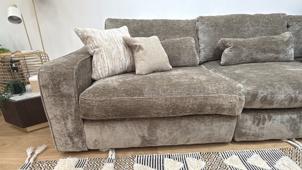 Sofology Bellagio Fabric 3 Corner 3 Reversible Feather Flex Seats in Chunky Luxe Chenille Fennel Mix