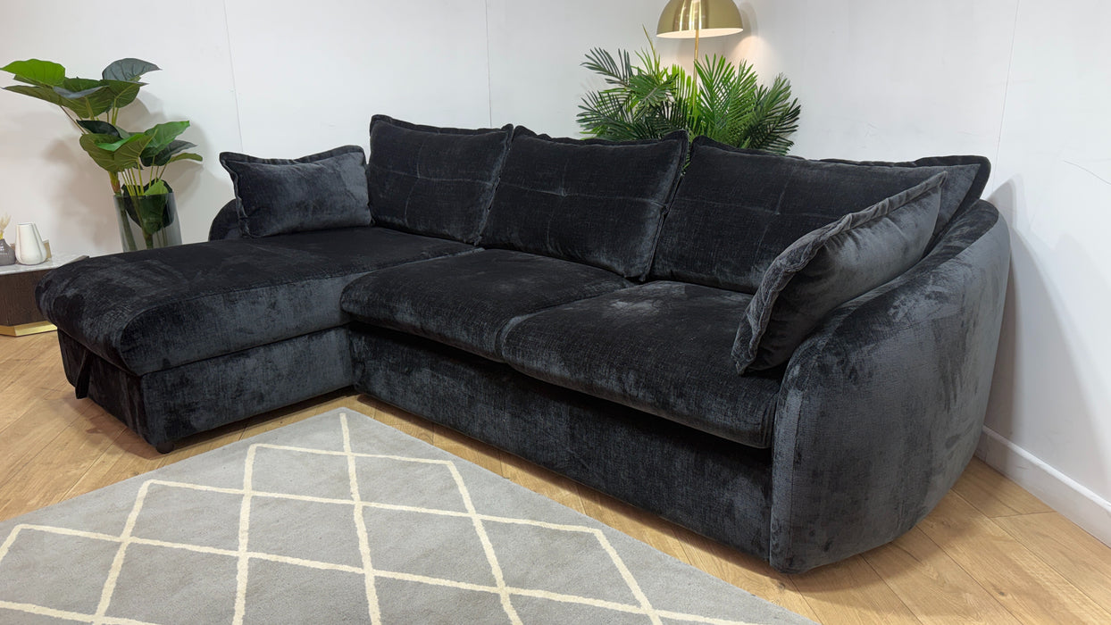 Sofology Portobello Fabric Chaise 3 Seater Foam Seats Storage in Luxury Chenille Anthracite
