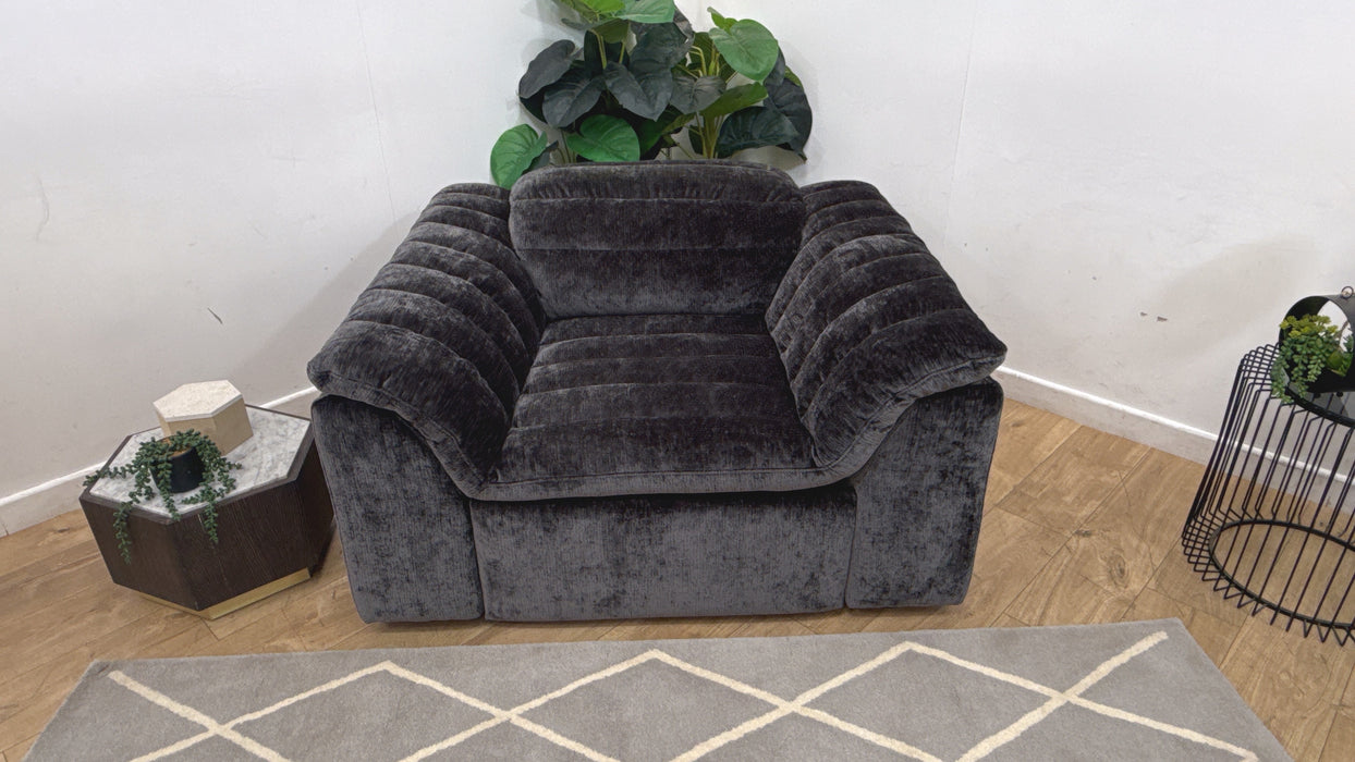 Sofology Olson Fabric Chair Power Recliner in Luxury Textured Chenille Anthracite