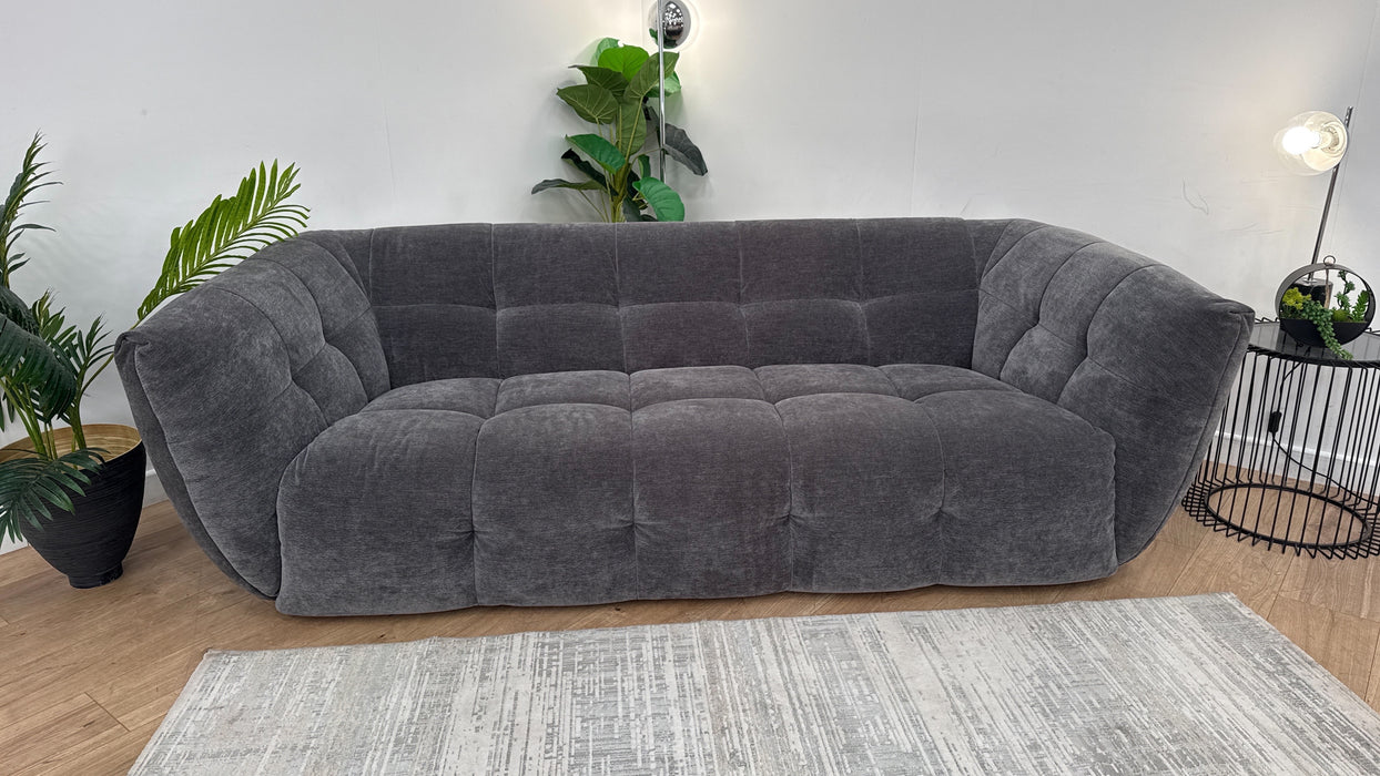 Sofology The Lunar 3 Seater Fabric Sofa in Chenille Charcoal