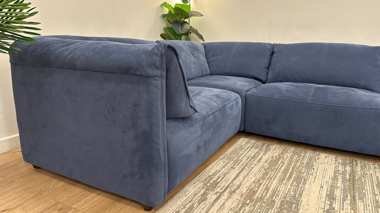 Sofology Tessuto Fabric 3 Corner 1 in Lifestyle Nubuck-Feel Blue