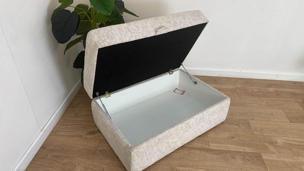 Sofology Cove Fabric Large Storage Footstool in Artisan Chenille Ecru