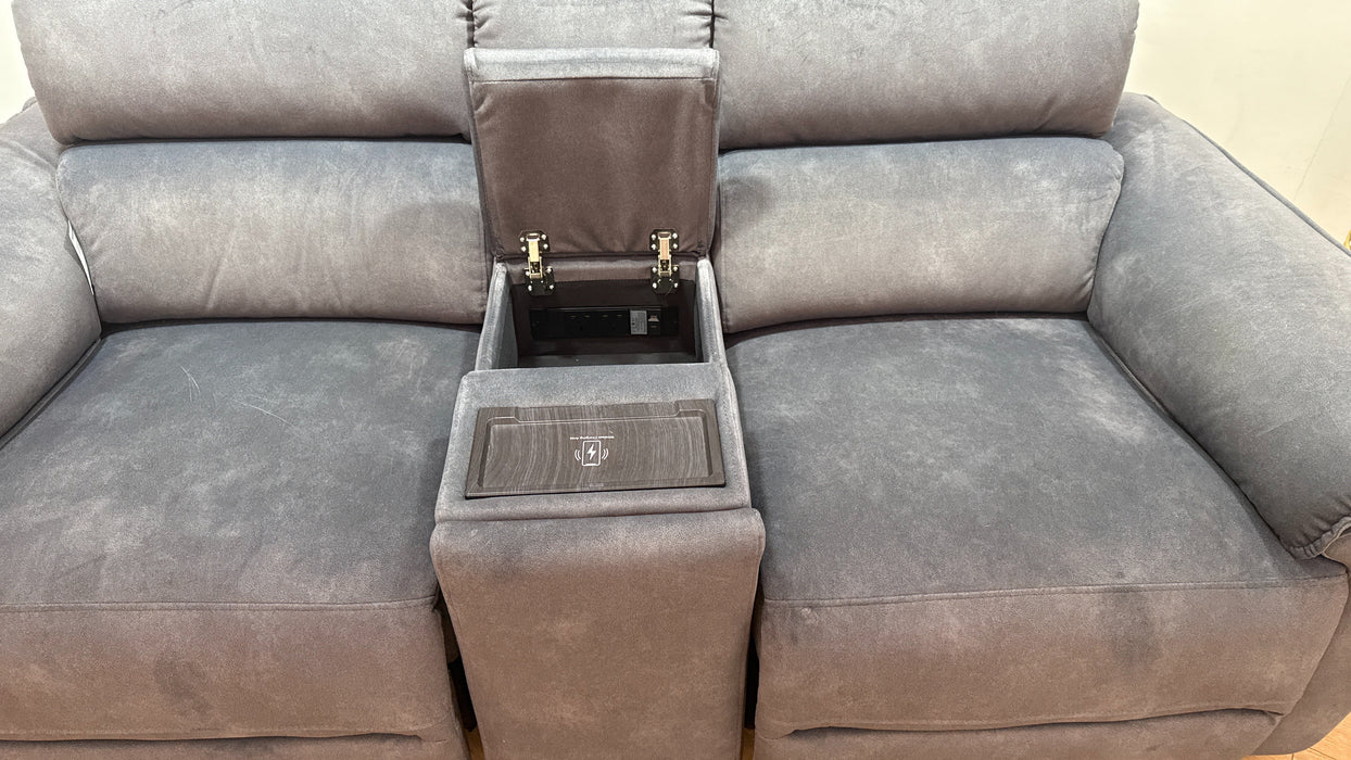 Sofology Hugo Fabric 2.5 Seater Console Power Recliner/Headrest in Lifestyle Flecked Charcoal