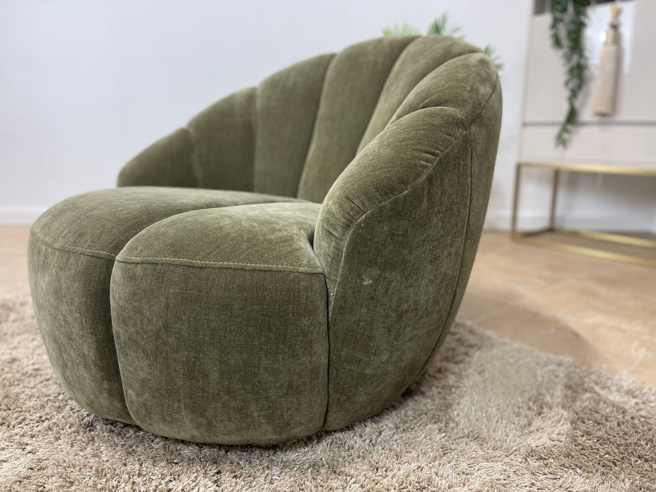 Nobu Chair Relaxed Chenille Olive Green Fabric Swivel (WA2)