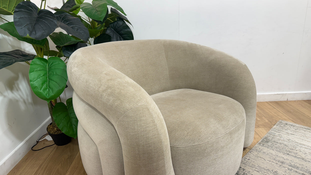 Sofology Dalston Fabric Swivel Chair in Soft Chenille Linen Limited Edition