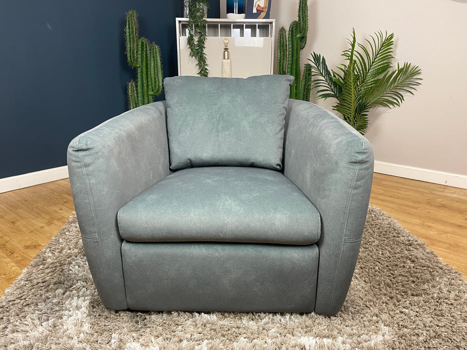 Marvella Lifestyle Flecked Mineral Green Fabric Swivel Chair (WA2)