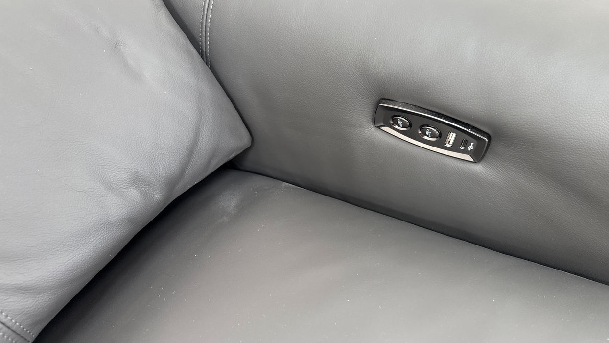 Sofology Metropolitan Leather 2 Seater Power Recliner in Trusty Matt Charcoal