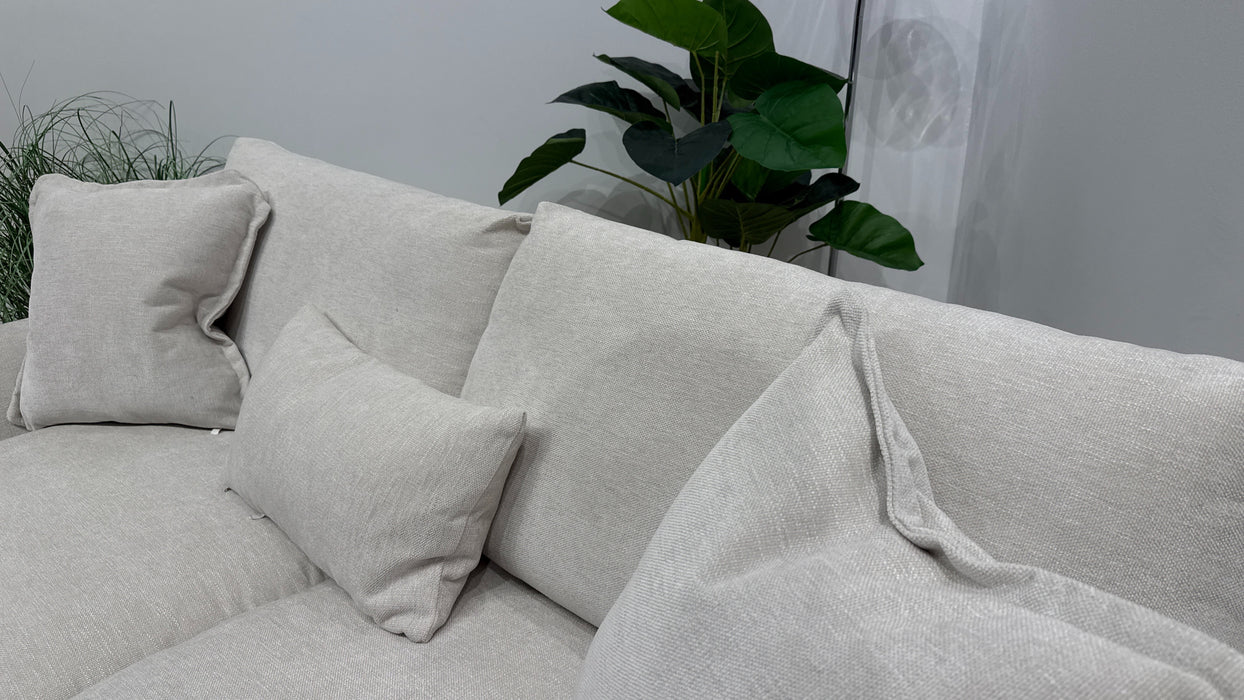 Sofology Mayfair Fabric 3 Seater Feather Flex Seats in Linen Look Chenille Mist