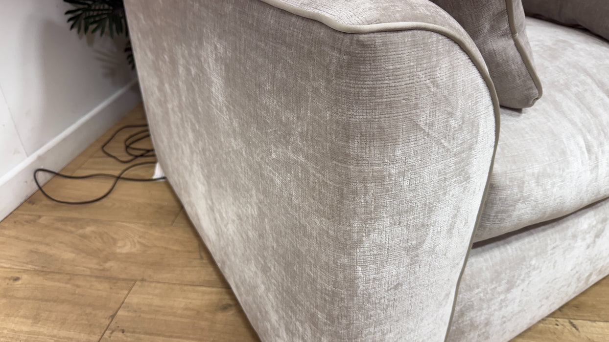 Sofology Georgio Fabric Chair Feather Flex Seat in Luxe Chenille Oyster Mix