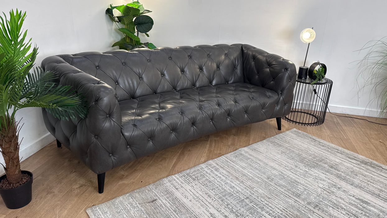 Sofology Alchemist Leather 3 Seater in Tote Grey