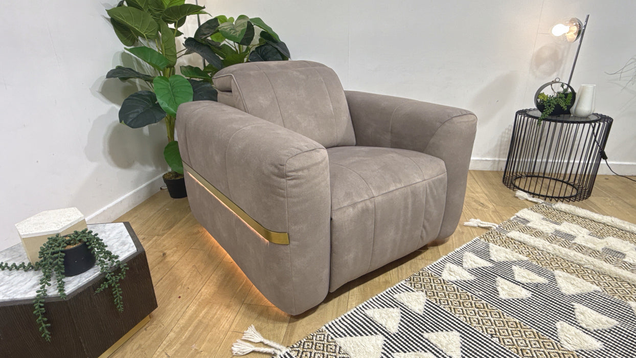 Sofology Lumiere Fabric Chair Power Recliner/Headrest in Lifestyle Flecked Nutmeg