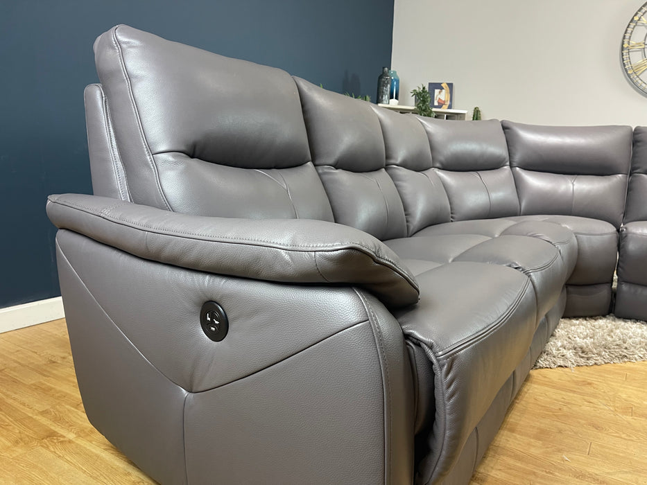 Albion 3 corner 2 Leather Down Pipe Grey Power Recliner (WA2)