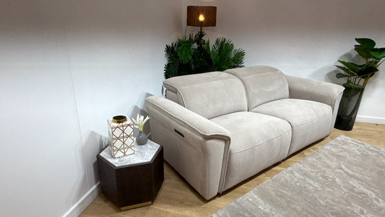 Sofology Fleur Fabric 2.5 Seater Power Recliner/Headrest in Soft Sherpa Pebble Amor