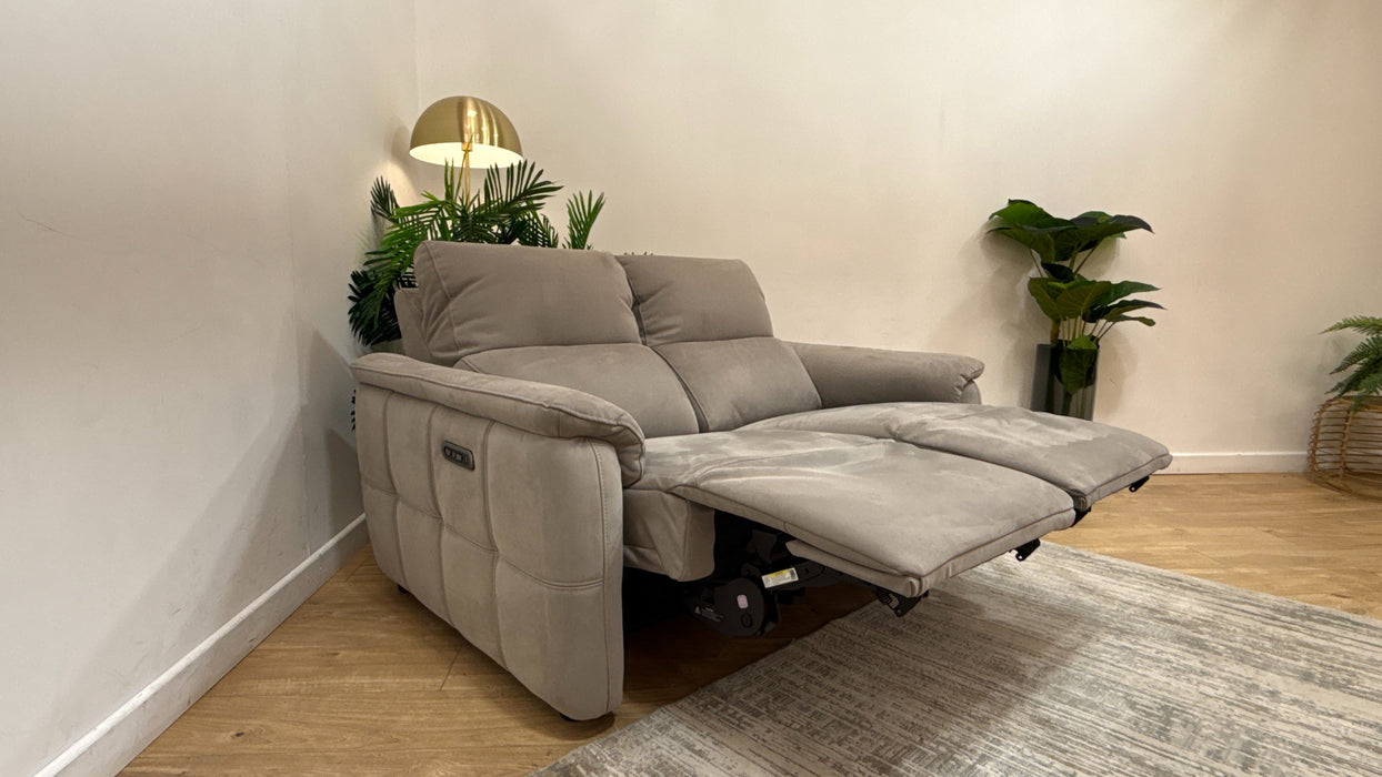 Sofology Ripley Fabric 2 Seater Power Recliner/Headrest in Lifestyle Nubuck Feel Light Grey