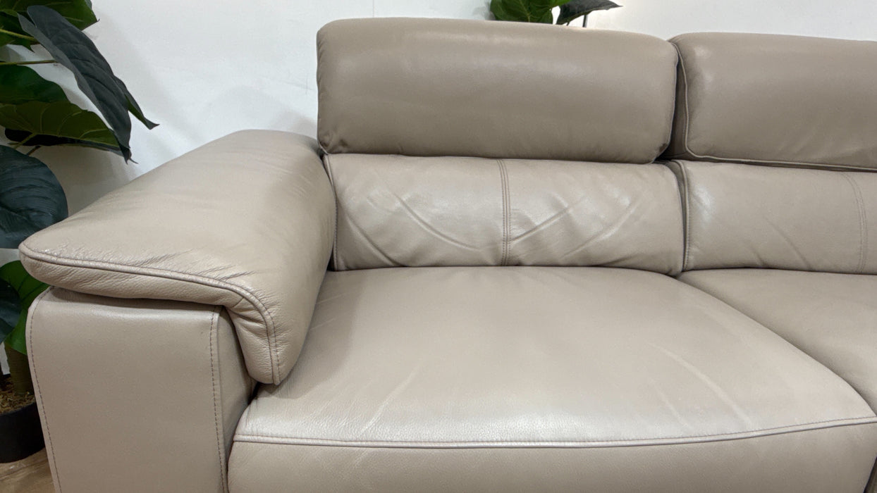 Sofology Fratelli Leather 2.5 Seater Power Recliner/Headrest in Trusty Embossed Stone